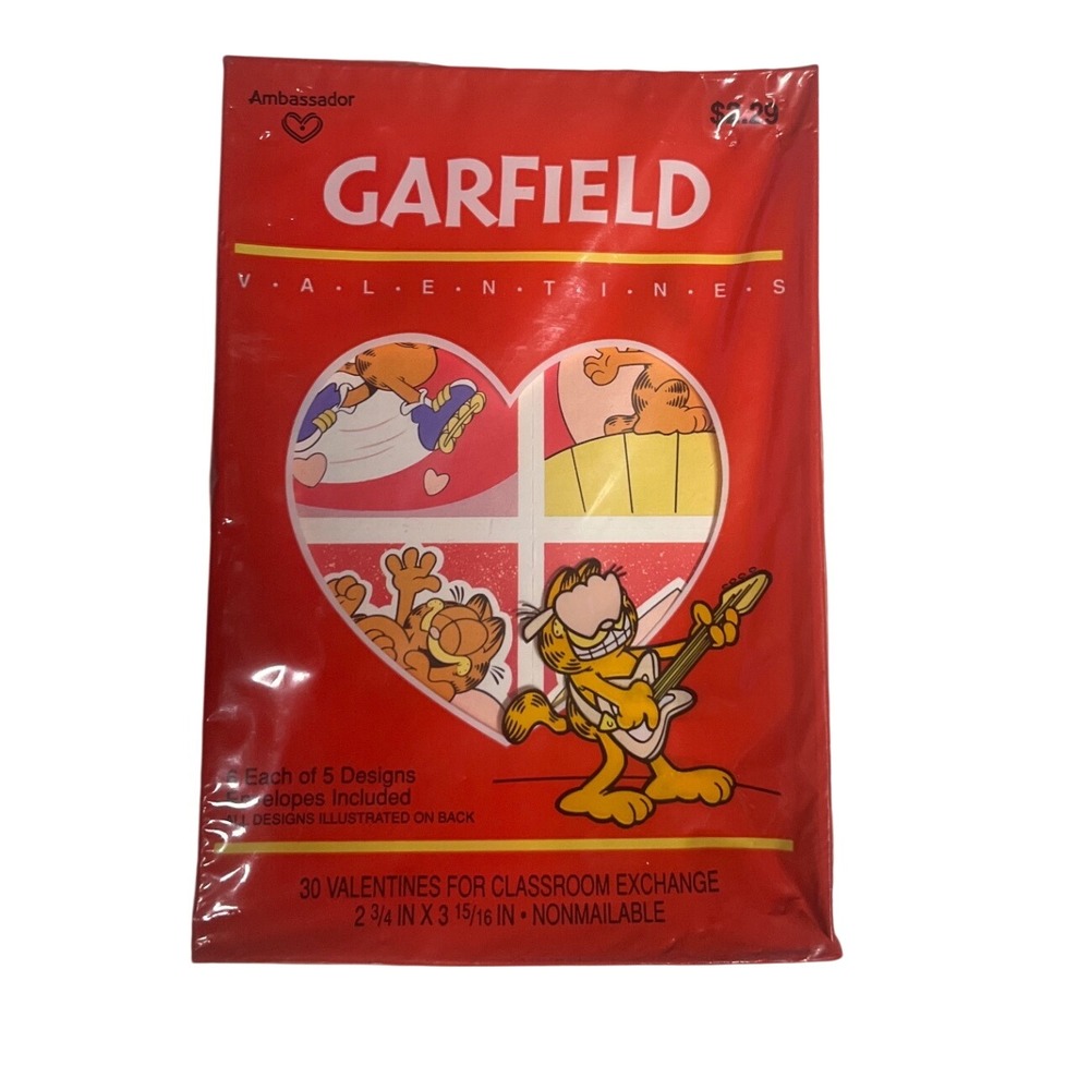 Vintage Garfield Valentine Cards Ambassador 30 Count Sealed Classroom Exchange